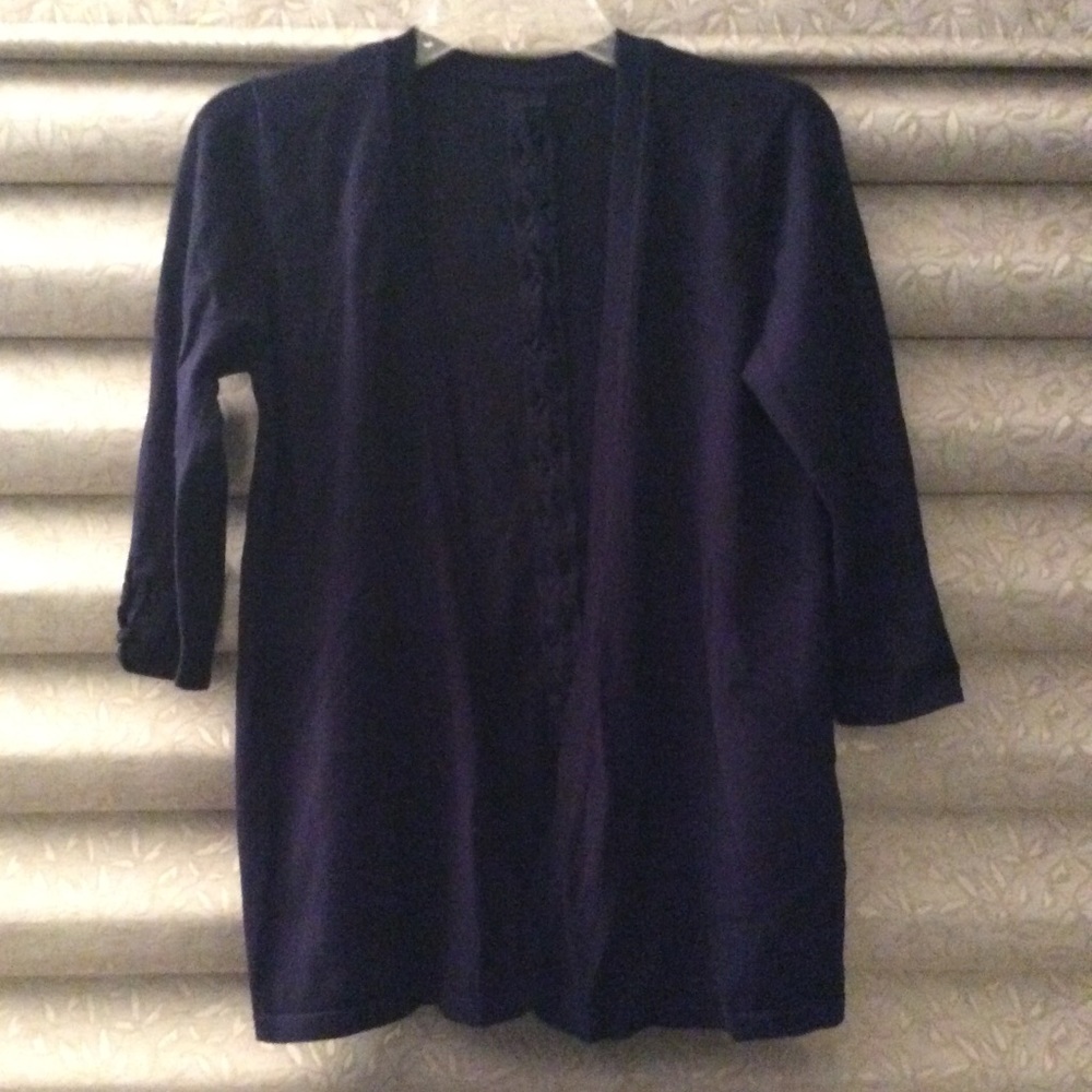 Navy blue cardigan 3/4 sleeve stitched detail M